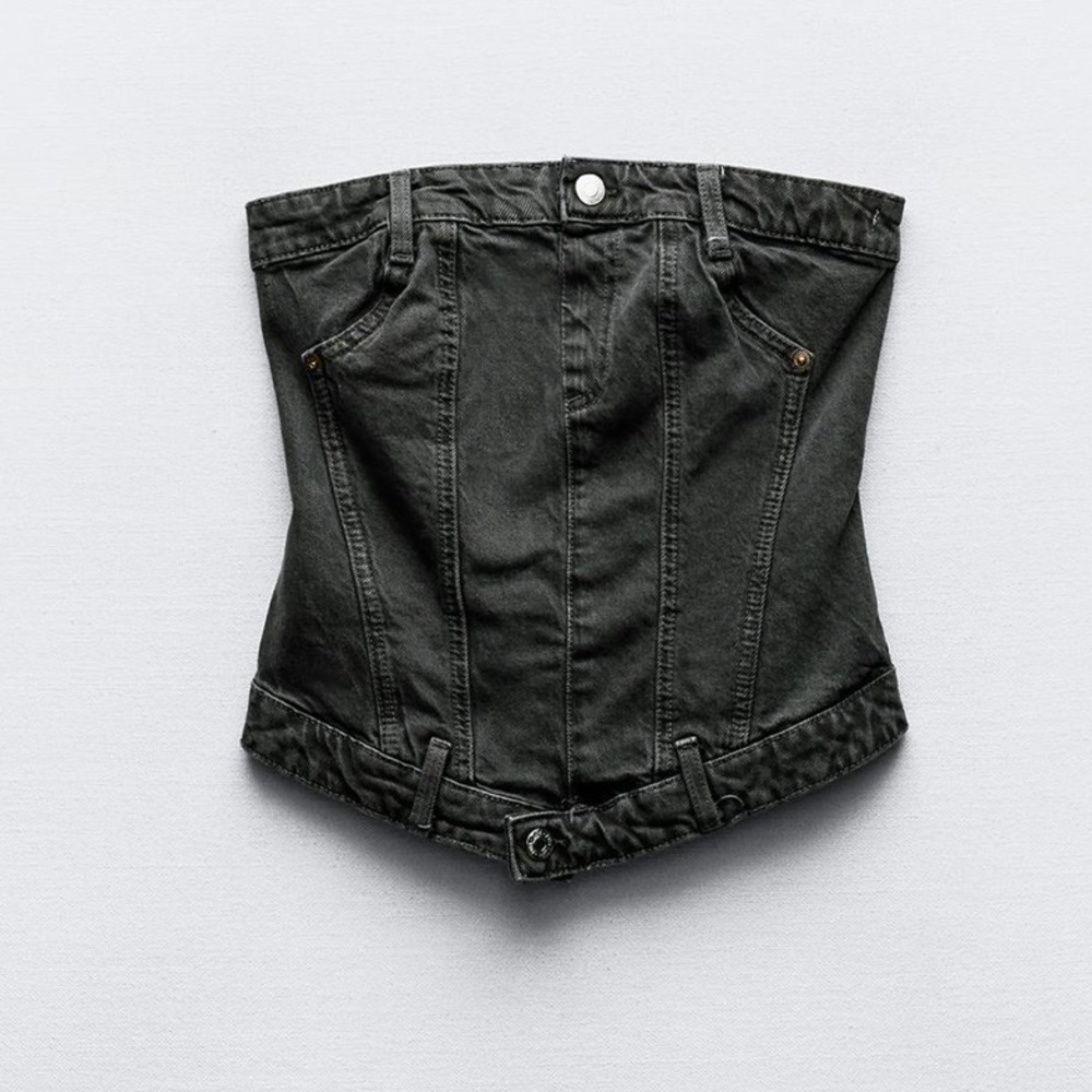 Strapless Denim Zara top